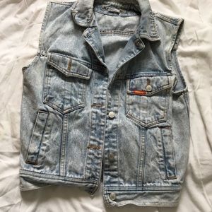 Vintage Jordache Faded Distressed Jean Vest Size M
